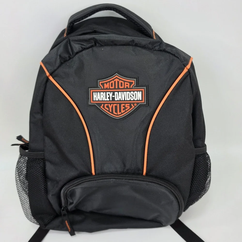 Harley-Davidson Logo Backpack Black Orange Bar & Shield Padded Travel Bag 90817